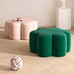 Petal shaped sofa ottoman – 6 Pieces Of Ottoman Only – Woven Smooth Velvet Fabric/Soft Velvet Fabric/Wood Frame