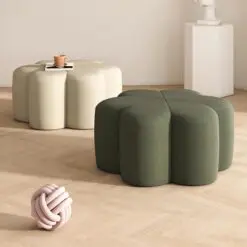 Petal shaped sofa ottoman – 6 Pieces Of Ottoman Only – Woven Smooth Velvet Fabric/Soft Velvet Fabric/Wood Frame