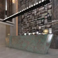 Bronze-Beauty Reception Desk – ONLY RECEPTION DESK – Stainless Steel, Metal Structure