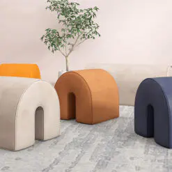 Arch soft cushion ottoman – 5 Pieces Of Ottoman Only – Woven Smooth Velvet Fabric/Soft Velvet Fabric/Wood Frame