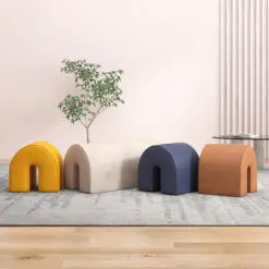 Arch soft cushion ottoman – 5 Pieces Of Ottoman Only – Woven Smooth Velvet Fabric/Soft Velvet Fabric/Wood Frame