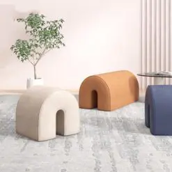 Arch soft cushion ottoman – 5 Pieces Of Ottoman Only – Woven Smooth Velvet Fabric/Soft Velvet Fabric/Wood Frame