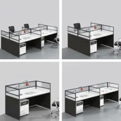 Workstation Cubicle Desk – Workstation For 4 People – Workstation+Screen Dividers