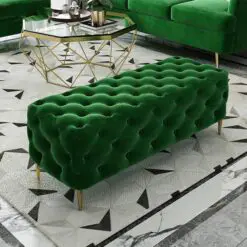 Tufted Button Velvet Bench – 6 Pieces Of Bench Per Set – Durable Woven Fabric/Velvet Cover/Metal Structure