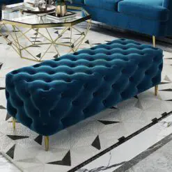 Tufted Button Velvet Bench – 6 Pieces Of Bench Per Set – Durable Woven Fabric/Velvet Cover/Metal Structure