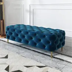 Tufted Button Velvet Bench – 6 Pieces Of Bench Per Set – Durable Woven Fabric/Velvet Cover/Metal Structure