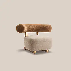 Leisure Lounge Chair – 7 chairs per set – Woven Fabric/Top Cushion Soft Cotton-like Fabric/Gold Color Supported-Legs