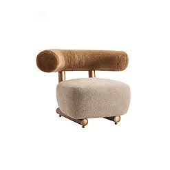 Leisure Lounge Chair – 7 chairs per set – Woven Fabric/Top Cushion Soft Cotton-like Fabric/Gold Color Supported-Legs