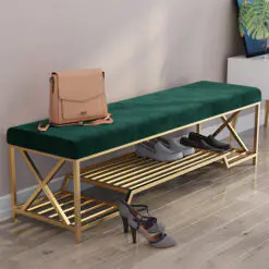 Multi-Space Upholstered Bench – 6 Pieces Of Bench Per Set – Durable Woven Fabric/Metal Structure