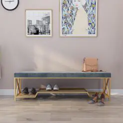 Multi-Space Upholstered Bench – 6 Pieces Of Bench Per Set – Durable Woven Fabric/Metal Structure