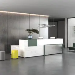Luxury Commercial Reception Desk – RECEPTION DESK ONLY – High Quality Wood/Marble Plate/E0 Grade PB Panel