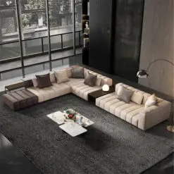 Upholstered Leather Sectional Sofa – 3 PIECES PER SET – Uniform Structure Metal Frame/ High Quality Frosted Leather/Soft Cortex