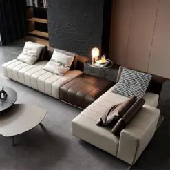 Upholstered Leather Sectional Sofa – 3 PIECES PER SET – Uniform Structure Metal Frame/ High Quality Frosted Leather/Soft Cortex