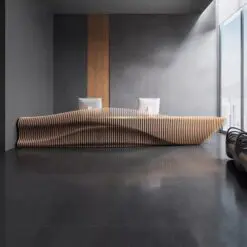 Fish Bone Structure Reception Desk – RECEPTION DESK ONLY – Solid Wood/Parametric Shape/Customizable