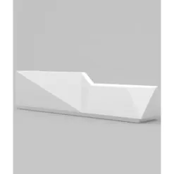 Modern Style Stone Edge Reception Desk – ONLY RECEPTION DESK – Stainless Steel Structure/Solid Surface/Solid Wood
