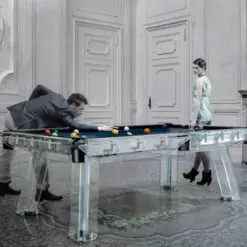 Lavish Crystal Glass Pool Table – Pool Table+Pool Accessory – Tempered Crystal Glass/Leather Pocket/Wool Cloth & Slate