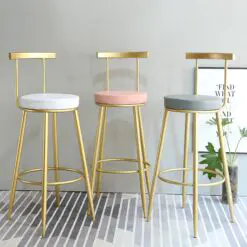 Luxury Gold Bistro Counter Stool – 6 PIECES Of Stool Seat Only – Top Cushion/Seat Fabric/Stainless Steel Metal Frame