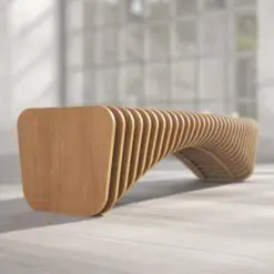 Buccoi-Parametric Design Benches – 5 Pieces per Set – Parametric Design/Solid Wood/Natural Automotive Painting