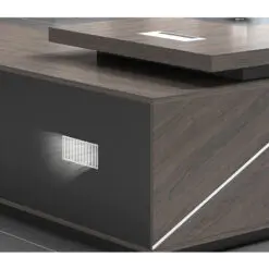 Modern wooden executive desk – L-SHAPE DESK + STORAGE CABINET – Medium Density Fiberboard