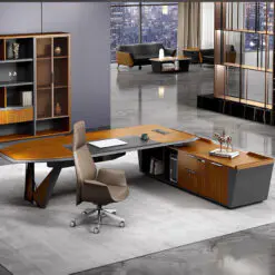 New style high tech executive desk – L-shape Desk + Attached Side Cabinet – Medium Density Fiberboard/Uniform Structure/Wear Resistance Surface