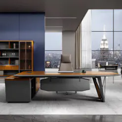 New style high tech executive desk – L-shape Desk + Attached Side Cabinet – Medium Density Fiberboard/Uniform Structure/Wear Resistance Surface