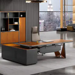New style high tech executive desk – L-shape Desk + Attached Side Cabinet – Medium Density Fiberboard/Uniform Structure/Wear Resistance Surface