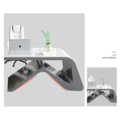 Stylish and high tech executive desk – L-shape Desk with Attached Side Cabinet – Wood Panel, Melamine Board + Steel Frame
