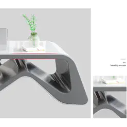 Stylish and high tech executive desk – L-shape Desk with Attached Side Cabinet – Wood Panel, Melamine Board + Steel Frame