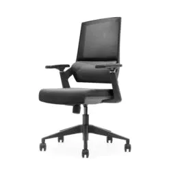 Buccoi-Mesh Short Back Office Chair – Adjustable Height – Durable Aluminum Base/Fabric Seat Top/Nylon Armrest/High Elasticity Mesh Backrest
