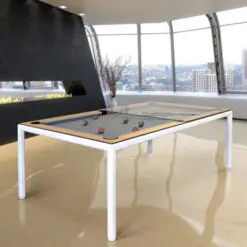 Glass Top Convertible Pool Table – Pool Table with Glass Cover+Pool Accessory – Top Grade Tempered Glass/100% Natural Gum Rubber/Wooden Slates