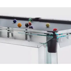 Lavish Crystal Glass Pool Table – Pool Table+Pool Accessory – Tempered Crystal Glass/Leather Pocket/Wool Cloth & Slate