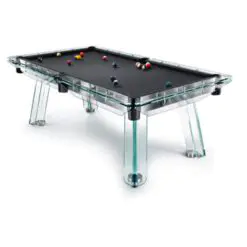 Lavish Crystal Glass Pool Table – Pool Table+Pool Accessory – Tempered Crystal Glass/Leather Pocket/Wool Cloth & Slate