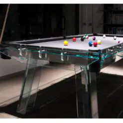 Lavish Crystal Glass Pool Table – Pool Table+Pool Accessory – Tempered Crystal Glass/Leather Pocket/Wool Cloth & Slate
