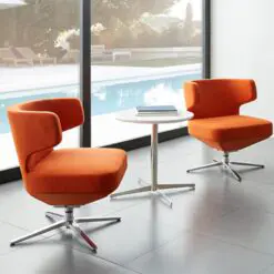 Popular high raise lounge chair – 12 chairs per set – Metal Frame Legs-Glass Fiber Reinforced Plastic/Upholster PU Leather