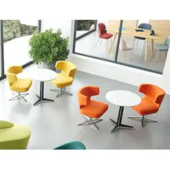 Popular high raise lounge chair – 12 chairs per set – Metal Frame Legs-Glass Fiber Reinforced Plastic/Upholster PU Leather