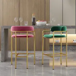 Velvet Metal Frame Stool – 6 PIECES Of Stool Seat Only – Top Cushion/Velvet Fabric/Stainless Steel Frame
