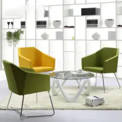 Square Cut Lounge Seaters – 12 chairs per set – Upholster Fabric/Top Cushion Smooth Fabric/Steel Frame