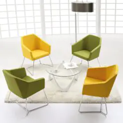 Square Cut Lounge Seaters – 12 chairs per set – Upholster Fabric/Top Cushion Smooth Fabric/Steel Frame