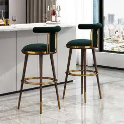 Luxury High Back Velvet Stool – 6 PIECES Of Stool Seat Only – Top Cushion/Velvet Fabric/Stainless Steel Frame