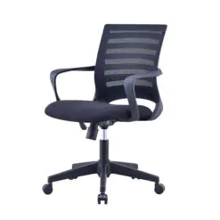 Low-Back (back support) Office Chair – Adjustable Height – Durable Aluminum Base/Fabric Seat Top/High Elasticity Mesh Backrest