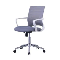 Low-Back (back support) Office Chair – Adjustable Height – Durable Aluminum Base/Fabric Seat Top/High Elasticity Mesh Backrest