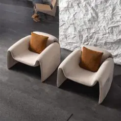 Unique Design Lounge Chair – 6 chairs per set – Woven Fabric Seat/Smooth Leather-Like Fabric/Wood Frame