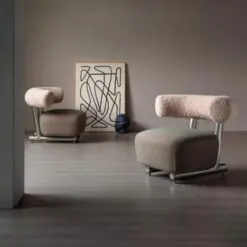 Leisure Lounge Chair – 7 chairs per set – Woven Fabric/Top Cushion Soft Cotton-like Fabric/Gold Color Supported-Legs