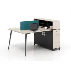 Wooden Workstation Desk – WORKSTATION SET FOR 4 PEOPLE + SCREEN DIVIDER