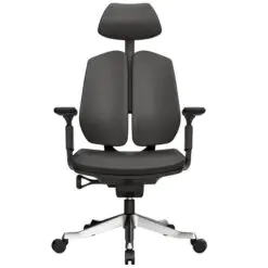 Buccoi A-series Leather Ergonomic Chair – Adjustable/Synchronized-Tilting – Aluminum Alloy Base/Faux Leather