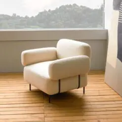 Classic Design Bubbly Lounge Seaters – 5 chairs per set – Woven Fabric/Top Cushion Fabric/Metal, wood Frame
