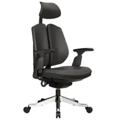 Buccoi A-series Leather Ergonomic Chair – Adjustable/Synchronized-Tilting – Aluminum Alloy Base/Faux Leather