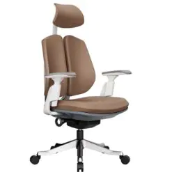 Buccoi A-series Leather Ergonomic Chair – Adjustable/Synchronized-Tilting – Aluminum Alloy Base/Faux Leather