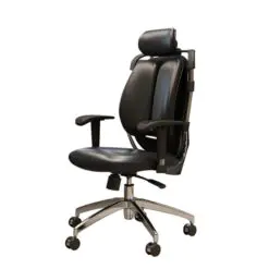 Luxury Ergonomic Boss Chair – Adjustable/Synchronized-Tilting – Aluminum Alloy Base/Faux Leather
