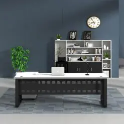 High tech office executive desk – Executive Desk + Attach Side Cabinet – Diagonal Base/Medium Density Fiberboard/Metal Frame
